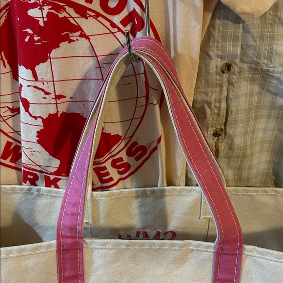 LL Bean Large Natural & Pink Boat and Tote - SMW - Picture 5 of 8
